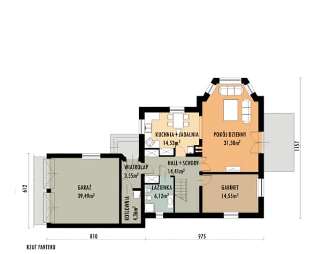 Rzut projektu WB-0090 - Parter