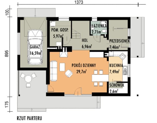 Rzut projektu WB-0089 - Parter