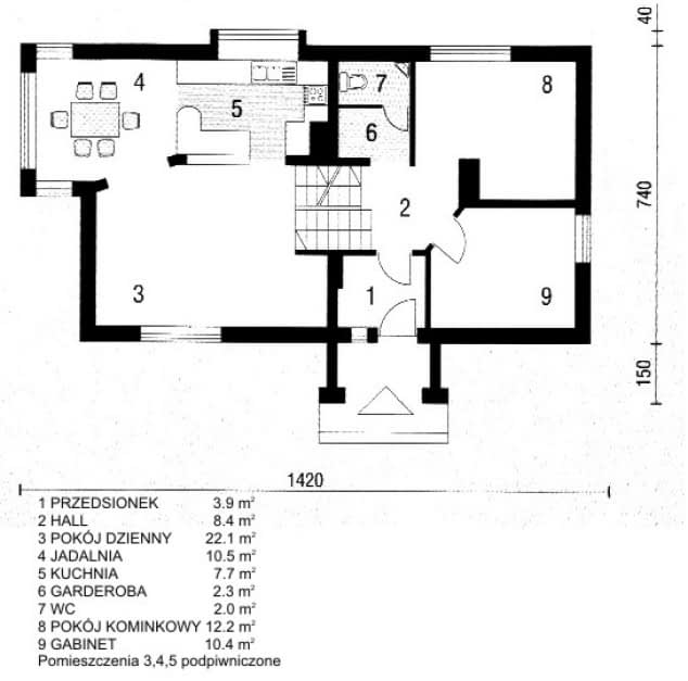 Rzut projektu WB-3325 - Parter
