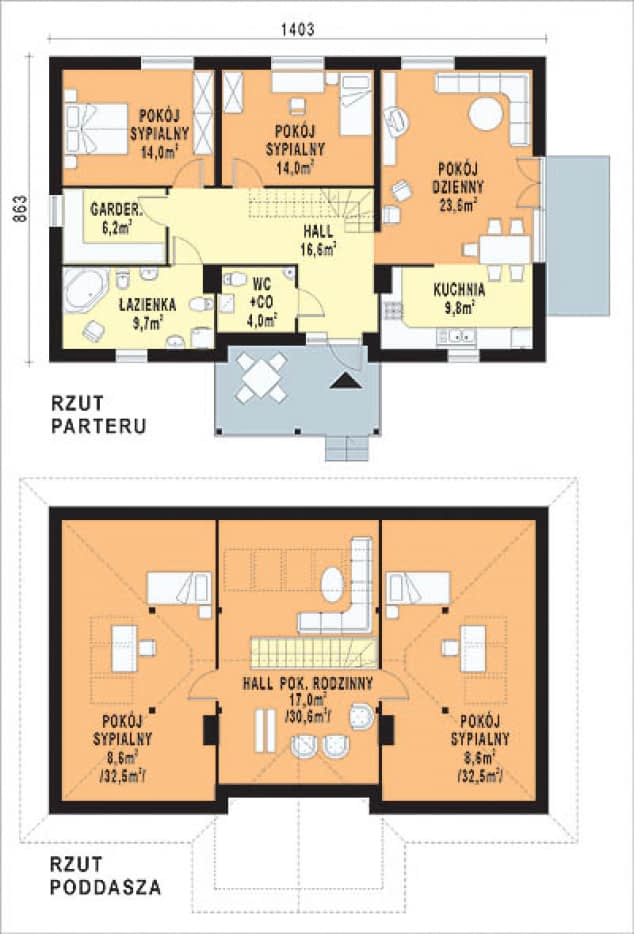 Rzut projektu WB-3933 - Parter