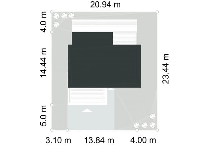 Rzut projektu CHARYZMATYCZNY D17 WARIANT II - Usytuowanie na działce