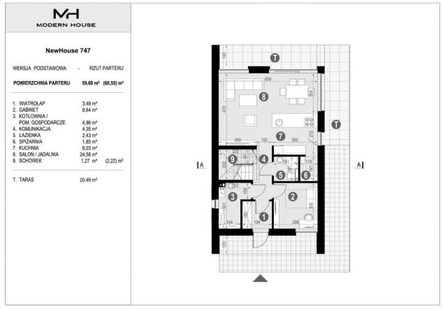 Rzut projektu NewHouse 747 - Rzut parteru