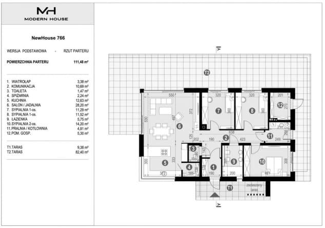 Rzut projektu NewHouse 766 - Rzut parteru