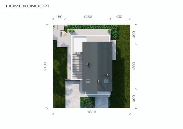 Rzut projektu HOMEKONCEPT 66 A - Usytuowanie na działce