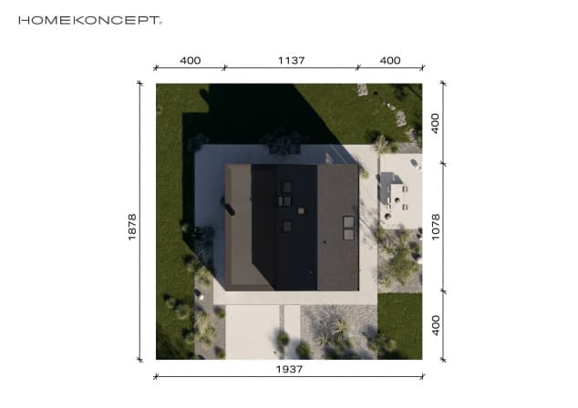 Rzut projektu HOMEKONCEPT 101 G1 - Usytuowanie na działce