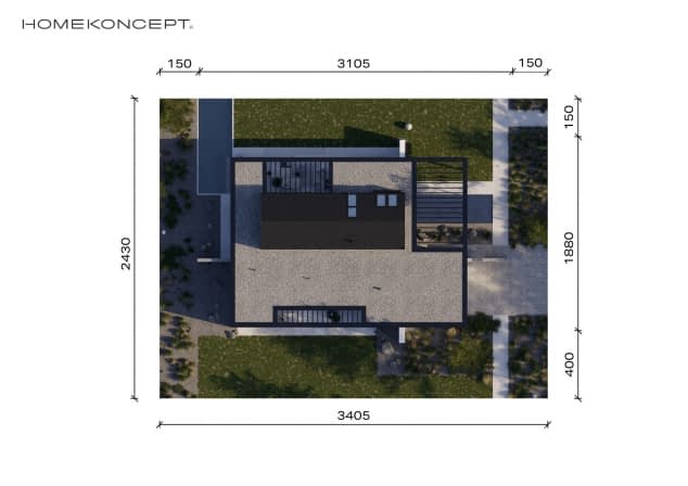 Rzut projektu HOMEKONCEPT 112 G2 wariant 02 - Usytuowanie na działce
