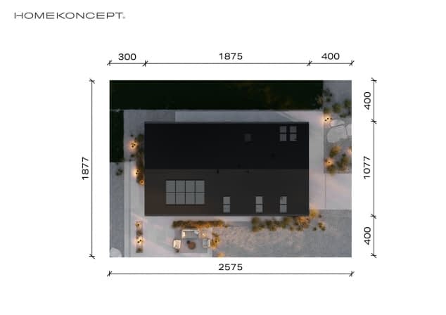 Rzut projektu HOMEKONCEPT 119 G1 - Usytuowanie na działce
