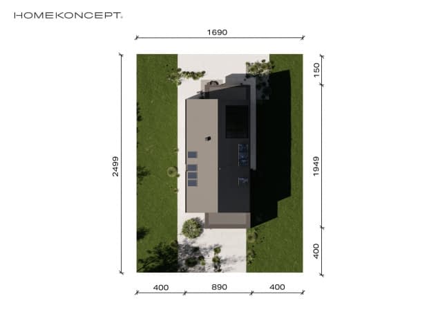 Rzut projektu HOMEKONCEPT 130 wariant 01 - Usytuowanie na działce