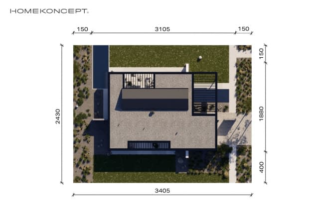 Rzut projektu HOMEKONCEPT 112 G2 wariant 01 - Usytuowanie na działce
