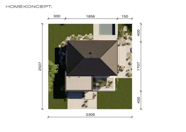 Rzut projektu HOMEKONCEPT 132 G2 - Usytuowanie na działce