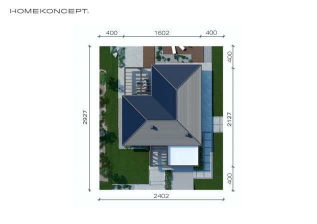 Rzut projektu HOMEKONCEPT 26 wariant 02 - Usytuowanie na działce