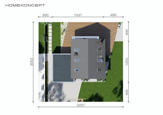 Rzut projektu HOMEKONCEPT 72 G2 - Usytuowanie na działce