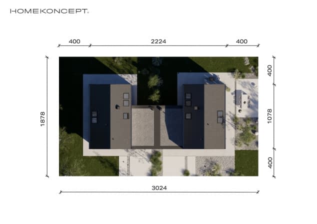 Rzut projektu HOMEKONCEPT 101 G1 D - Usytuowanie na działce