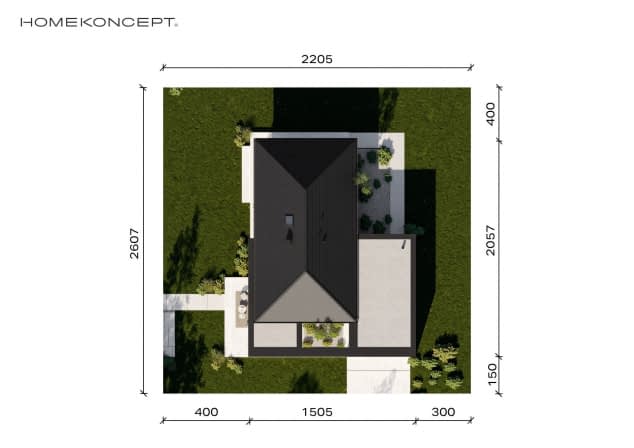 Rzut projektu HOMEKONCEPT 145 - Usytuowanie na działce