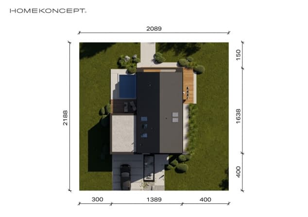 Rzut projektu HOMEKONCEPT 166 G2 - Usytuowanie na działce