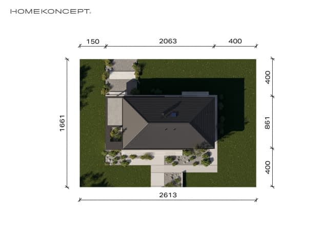 Rzut projektu HOMEKONCEPT 146 - Usytuowanie na działce