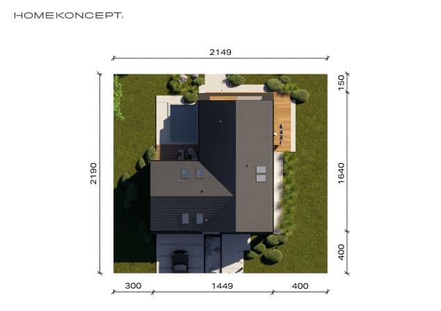 Rzut projektu HOMEKONCEPT 166 G2 wariant 01 - Usytuowanie na działce
