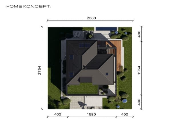 Rzut projektu HOMEKONCEPT 128 wariant 01 - Usytuowanie na działce