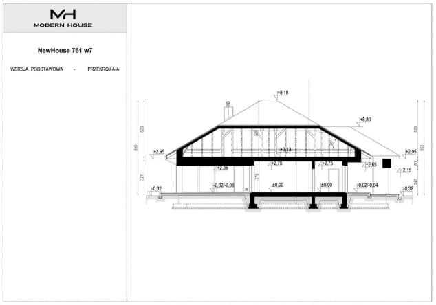 Rzut projektu NewHouse 761 w7 - Przekrój