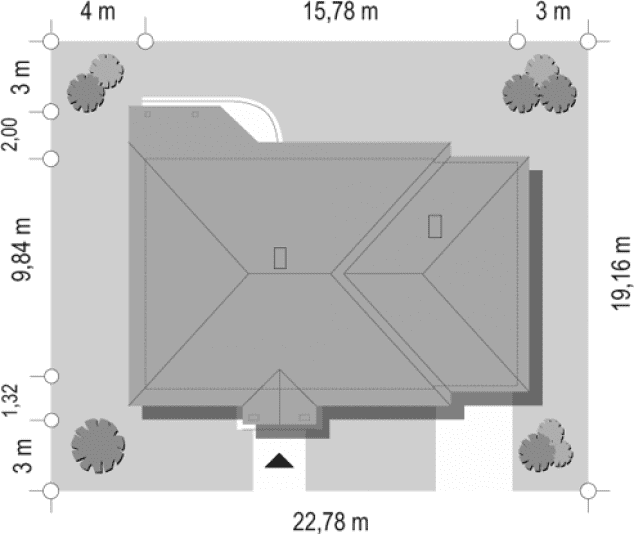 Rzut projektu Cztery Kąty 2 wariant B - sytuacja