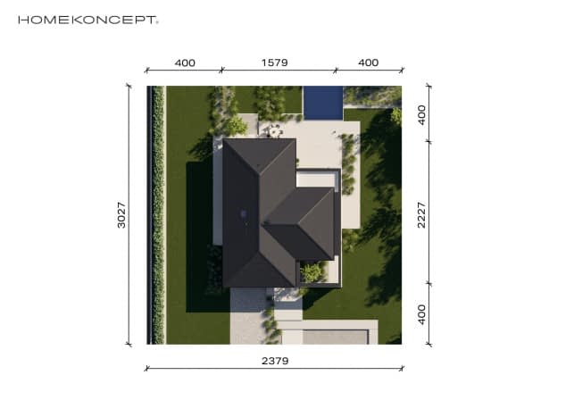 Rzut projektu HOMEKONCEPT 126 wariant 01 - Usytuowanie na działce