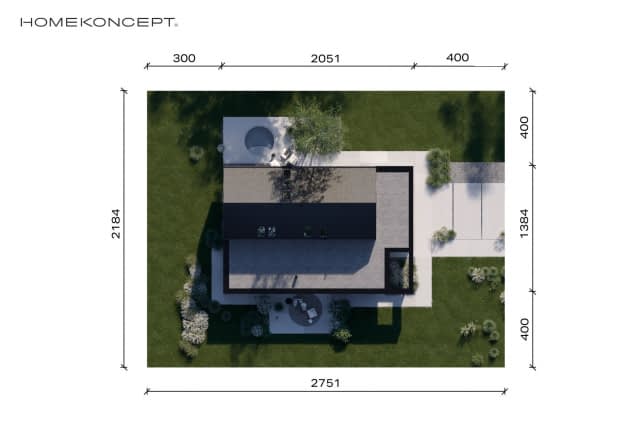 Rzut projektu HOMEKONCEPT 127 - Usytuowanie na działce