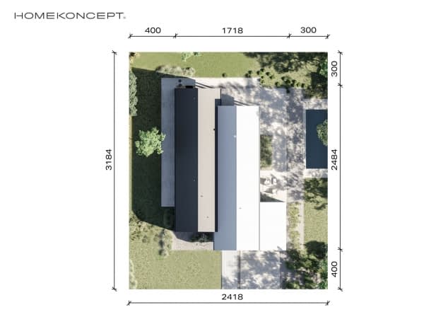 Rzut projektu HOMEKONCEPT 125 - Usytuowanie na działce