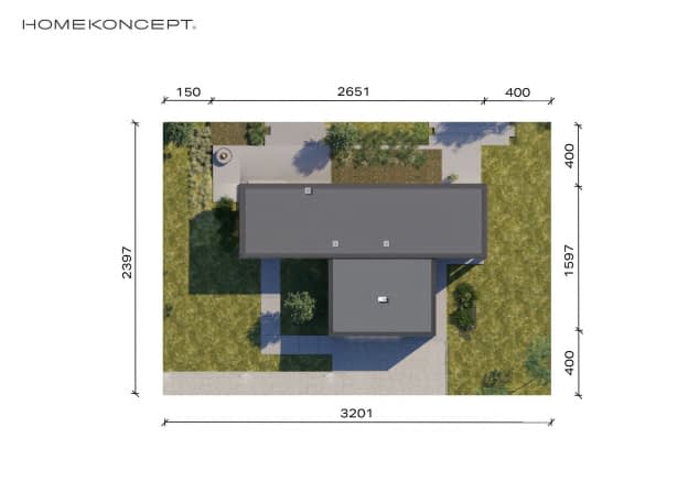 Rzut projektu HOMEKONCEPT 106 - Usytuowanie na działce