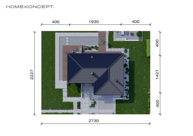 Rzut projektu HOMEKONCEPT 36 wariant 01 - Usytuowanie na działce