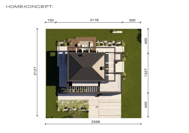Rzut projektu HOMEKONCEPT 37 - Usytuowanie na działce