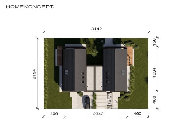 Rzut projektu HOMEKONCEPT 166 G1 B - Usytuowanie na działce