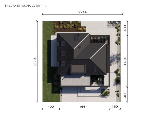 Rzut projektu HOMEKONCEPT 158 wariant 01 - Usytuowanie na działce