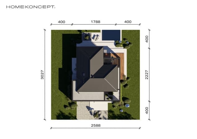 Rzut projektu HOMEKONCEPT 126 wariant 02 - Usytuowanie na działce