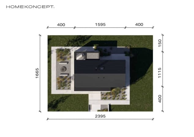 Rzut projektu HOMEKONCEPT 144 wariant 02 - Usytuowanie na działce