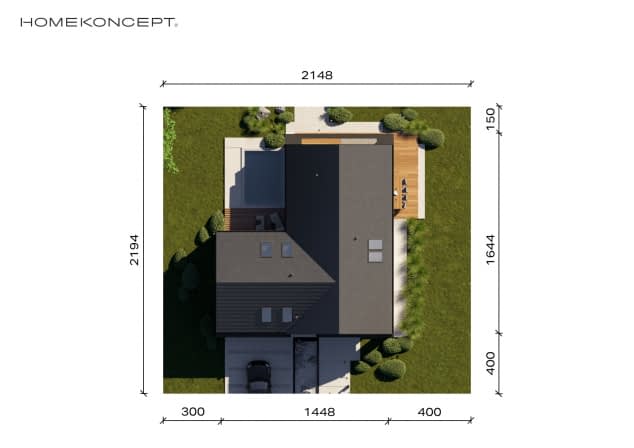 Rzut projektu HOMEKONCEPT 166 G2 wariant 01 - Usytuowanie na działce
