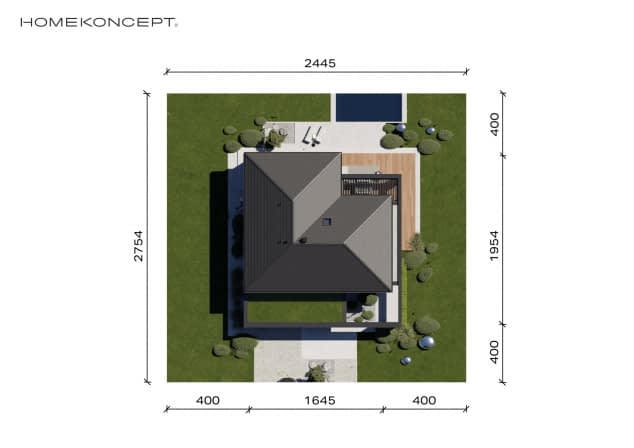 Rzut projektu HOMEKONCEPT 160 - Usytuowanie na działce