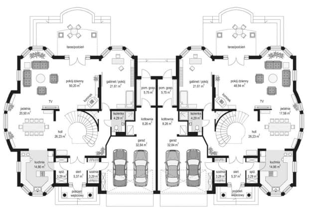 Rzut projektu Komorów - Parter
