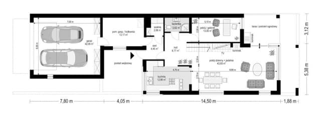 Rzut projektu Lugano - Parter