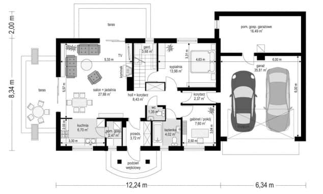 Rzut projektu Magnolia - Parter