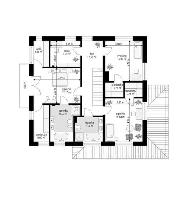 Rzut projektu Orchidea - Piętro