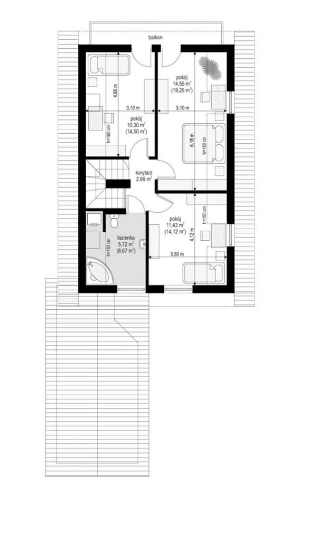 Rzut projektu Pierwszy Dom 2 - Poddasze