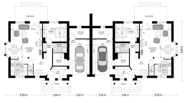 Rzut projektu Szkwał wariant B - Parter