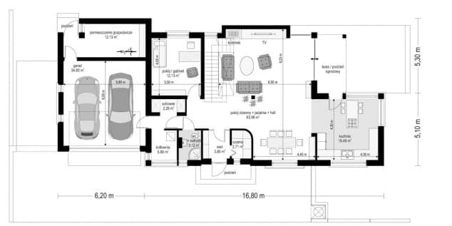 Rzut projektu Verona - Parter