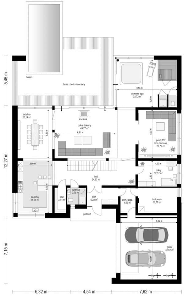 Rzut projektu Villa Nova - Parter