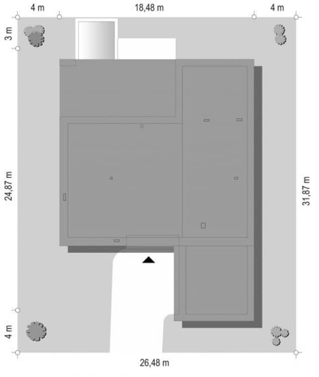 Rzut projektu Villa Nova - Sytuacja na działce
