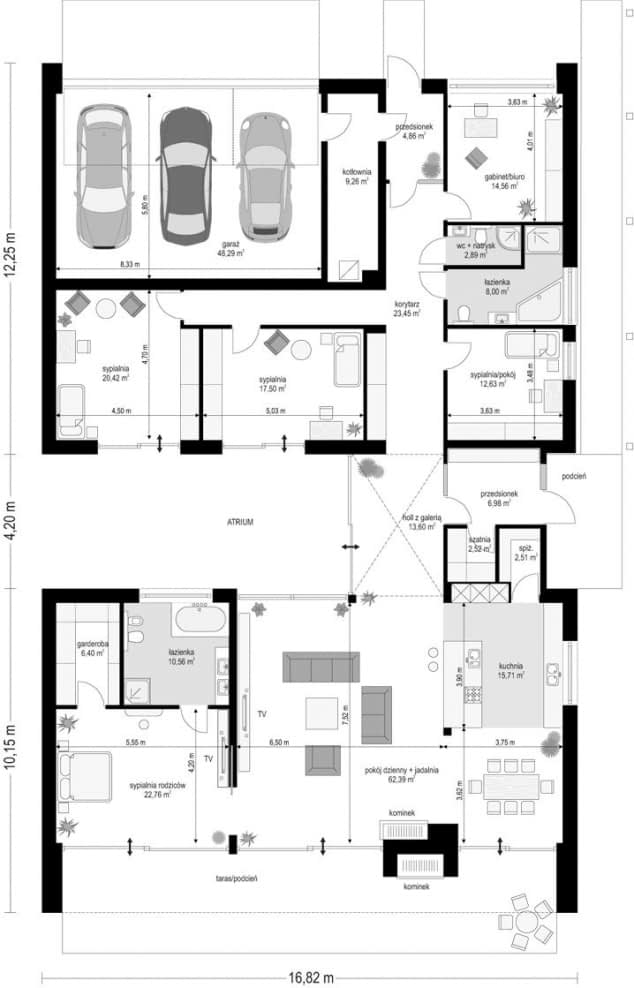 Rzut projektu Willa Atrium - Parter