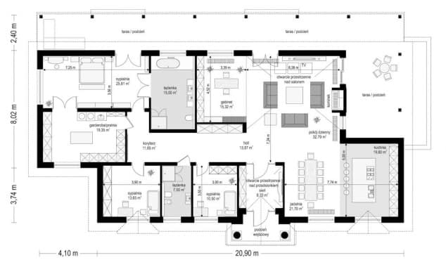 Rzut projektu Rezydencja Parkowa 4 - Parter