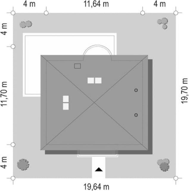 Rzut projektu Szafir wariant B - Sytuacja na działce