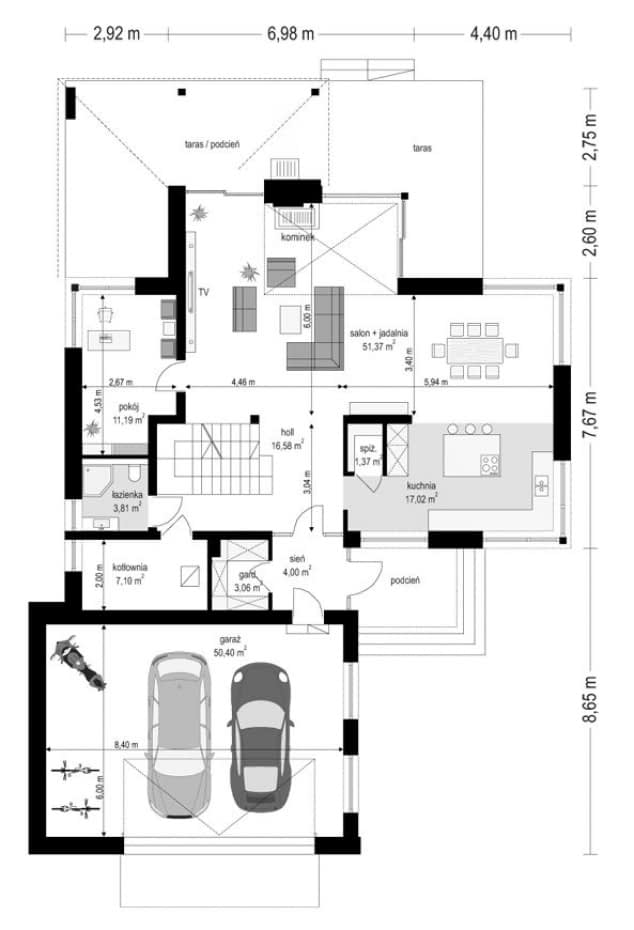 Rzut projektu Dom z Widokiem 3 F - Parter