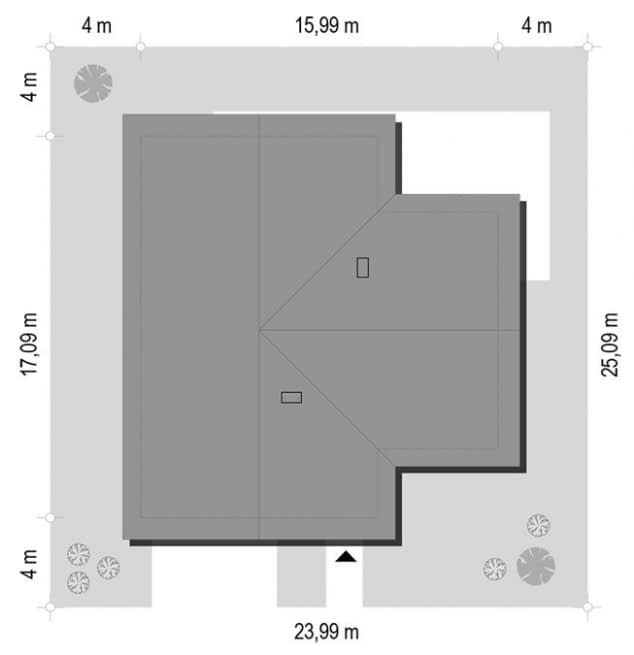 Rzut projektu Doskonały 2 wariant D - Sytuacja na działce